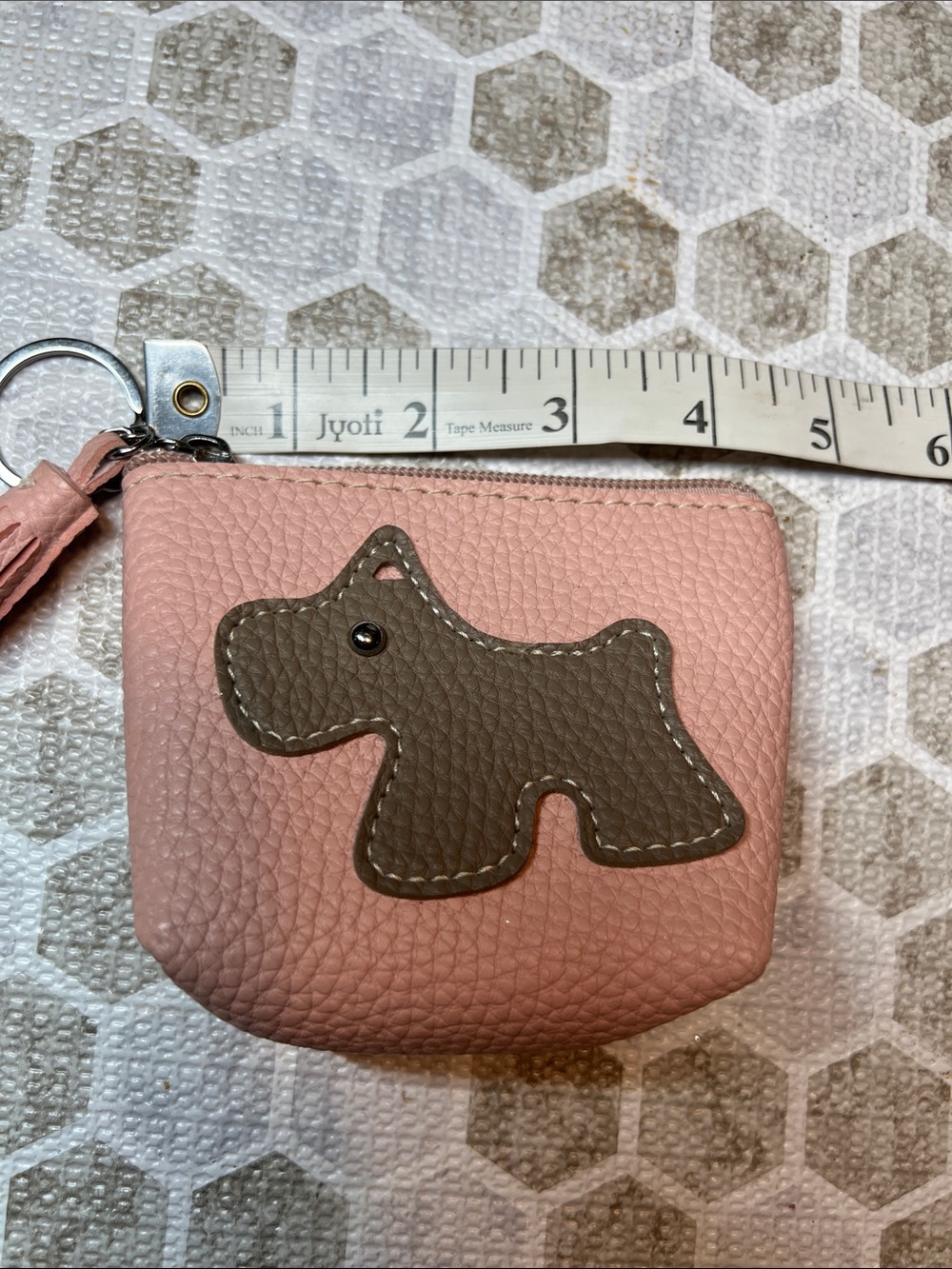 Cute Pink Tassel Coin Purse with Rhino / dig Applique - Picture 5 of 5